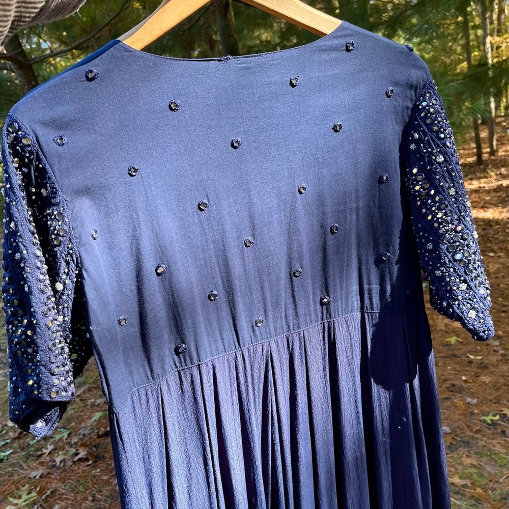 90s April Cornell Beaded Mirror Maxi Dress / Formal Gown - Picture 14 of 16
